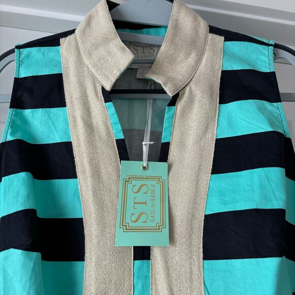 Sail to Sable Cabbage Navy Shift Dress With Gold Shimmer Neck Line NWT Size S - Picture 5 of 5